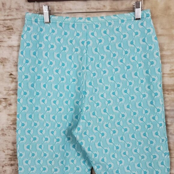 Vintage 1960s Mod Pants Kick Flare Ankle Crop High Rise VTG 60s Aqua Teal Blue - Picture 3 of 9